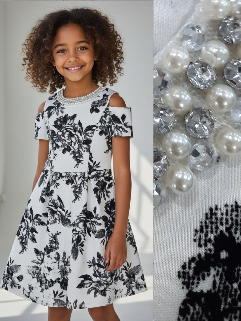 Cold shoulder beaded collar dress - Monteau brand